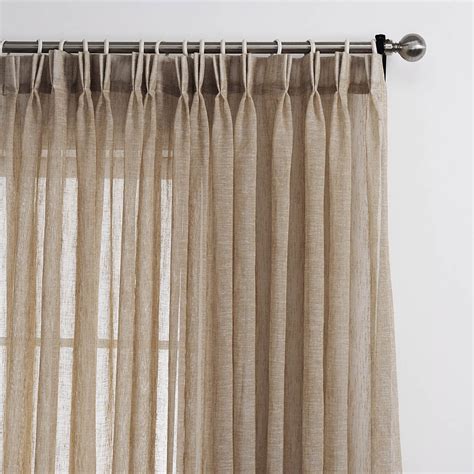 Tan Beige Linen Sheer Curtains for Living Room 2 Panels – Anady Top