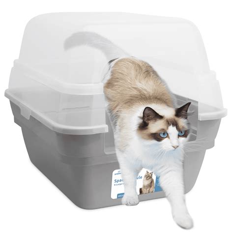 Petfamily Extra Large Cat Litter Box, Color Grey, Jumbo Hooded, 21.60 x 17.80 x 17.30 in ...