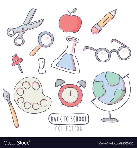 Back to school stickers set with school supplies Vector Image