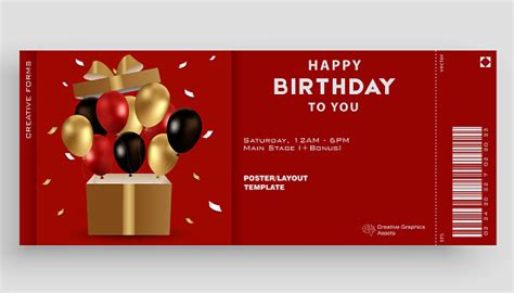 Ticket Vector Template Layout Happy Birthday Festive Illustration With ...