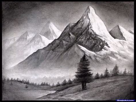 Fresh Pencil Drawing Mountains | Landscape drawings, Landscape pencil drawings, Realistic drawings