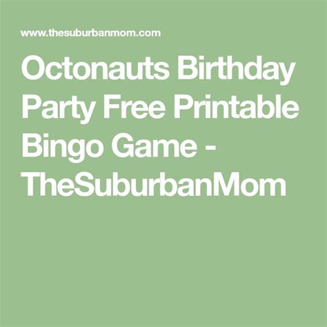 Octonauts Birthday Party Free Printable Bingo Game - TheSuburbanMom | Octonauts birthday party ...