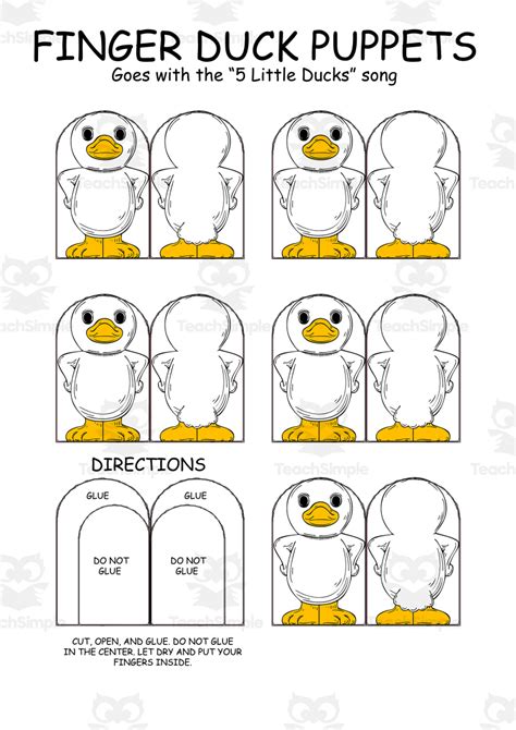 5 Little Ducks Finger Puppets by Teach Simple