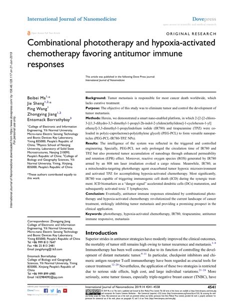 (PDF) Combinational phototherapy and hypoxia-activated chemotherapy ...