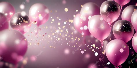 Premium Photo | Pink birthday balloons over abstract background ai generative