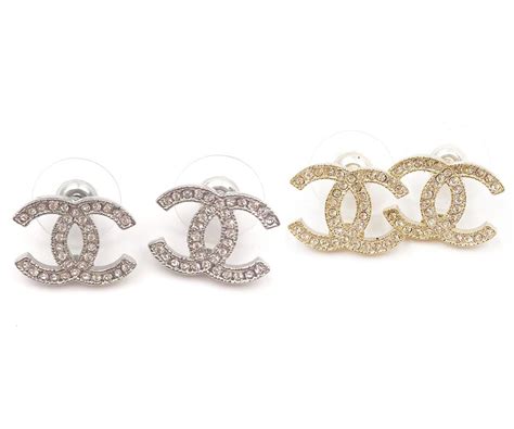 Authentic Classic Chanel Silver CC Crystal Moscova Piercing Earrings VS Replica - LAR Vintage