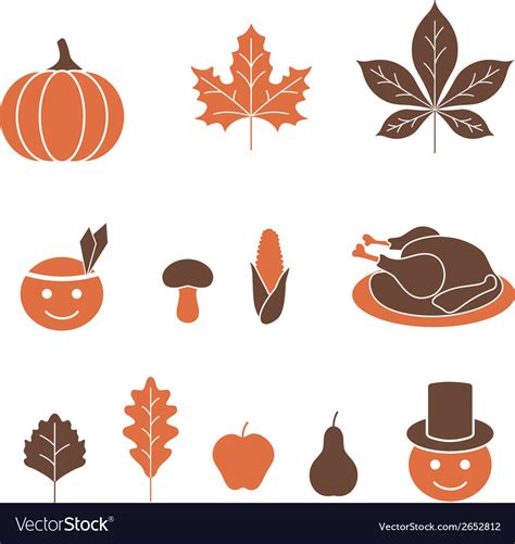 Thanksgiving icons Royalty Free Vector Image - VectorStock