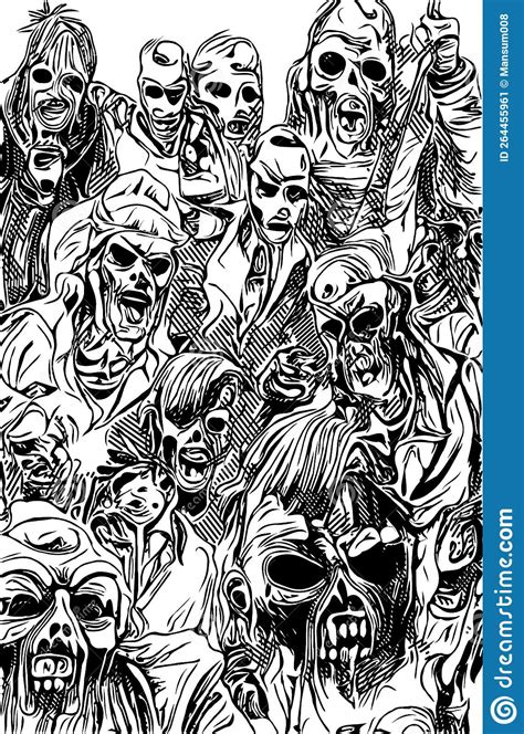 Black and White of Zombie Cartoon Stock Illustration - Illustration of ...