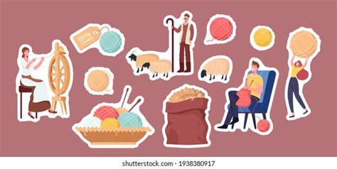 Set Stickers Cashmere Producing Theme Woman Stock Vector (Royalty Free) 1938380917 | Shutterstock