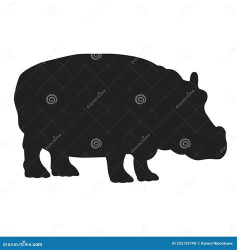 Hippopotamus Silhouette stock vector. Illustration of danger - 253739798