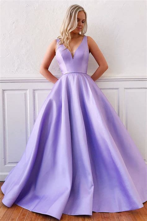 Simple purple satin long prom dress purple formal dress - dresstby