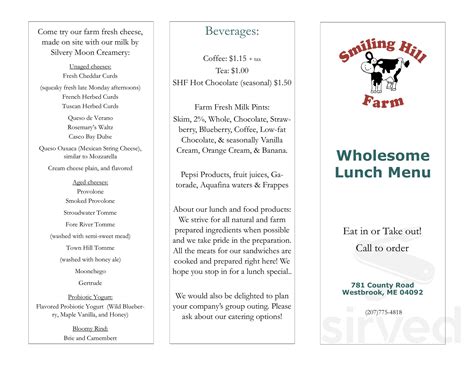 Smiling Hill Farm menu in Westbrook, Maine, USA