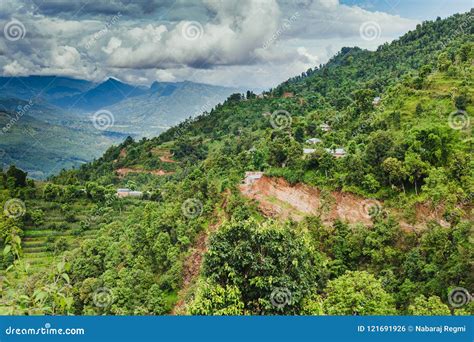 Aerial View of Beautiful Nepali Village Surrounded by the Green Stock Photo - Image of nepal ...