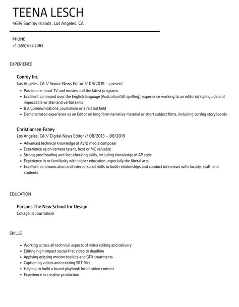 News Editor Resume Samples | Velvet Jobs