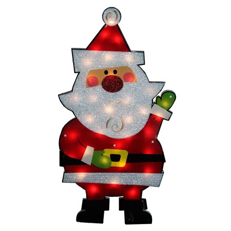 30" Red and White Standing Santa Claus Lighted Christmas Outdoor Decoration - Walmart.com ...