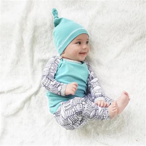 3PCS Newborn Clothes Baby Boy Set Outfits Infant Suits Long Sleeve Top ...