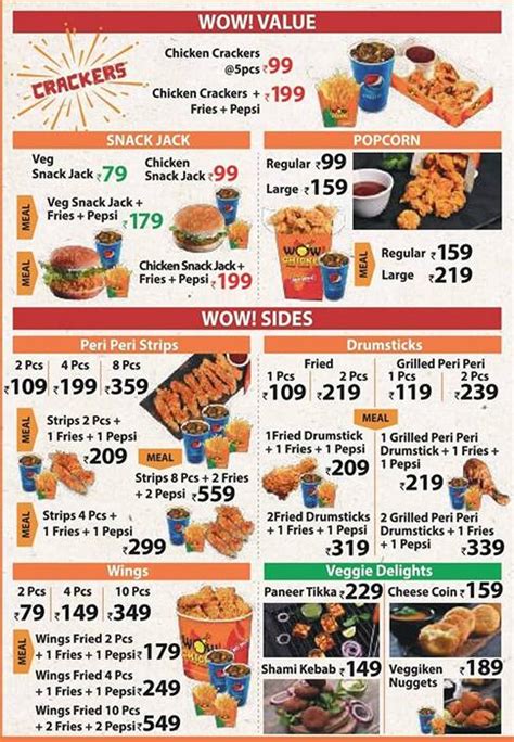 Menu at Wow! Chicken, Lucknow, 3/80