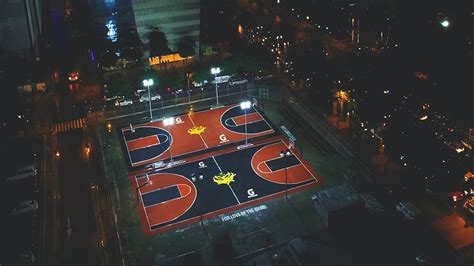 Outdoor Basketball Court At Night