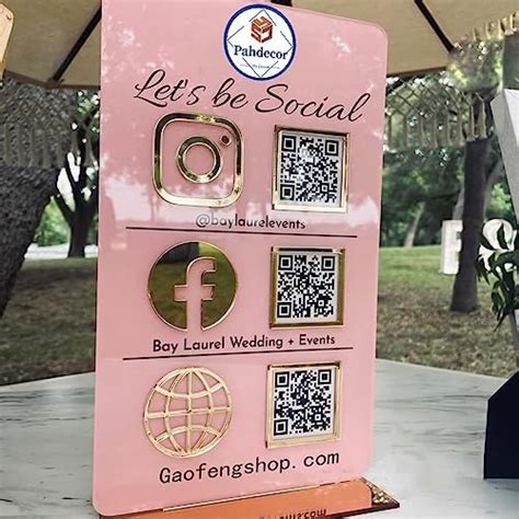 Personalized QR Code Signs for Business Acrylic Custom Multi Social Media Sign Scan to Pay ...