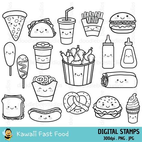 Kawaii Fast Food Clipart Kawaii Fast Food Clipart Cute Fast | Etsy Cute ...