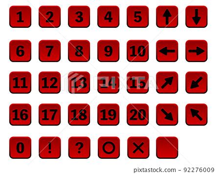 Square button style numbers and arrow icon set - Stock Illustration ...