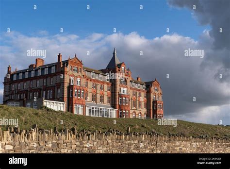 The imposing historic Headland Hotel in Newquay in Cornwall in the UK ...