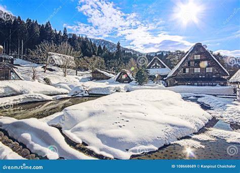 Historic Villages of Shirakawa-go and Gokayama, View of the Sunset, Japan. Stock Image - Image ...