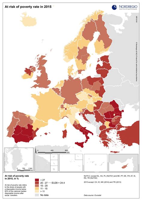 At-risk-of-poverty rate in 2015 | Nordregio