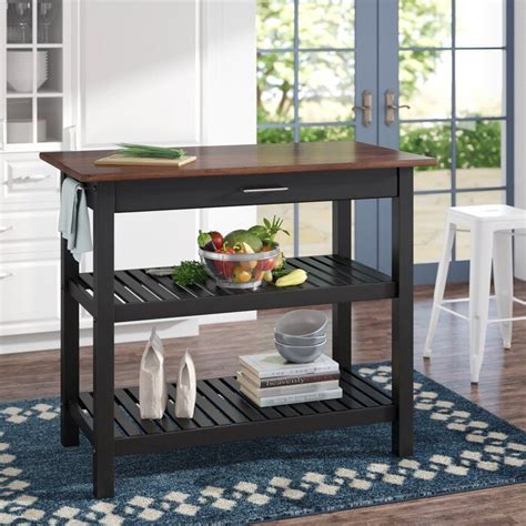 Herriott 40'' Wide Rolling Prep Table with Solid Wood Top | Kitchen ...