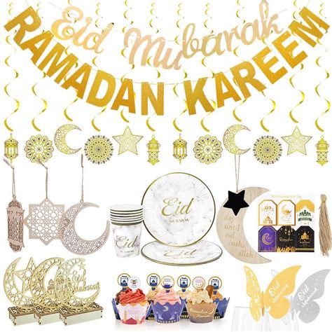 Buy Ramadan Decoration 2024 Banner Balloons Eid Mubarak Disposable ...