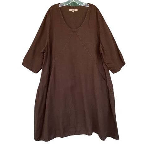 FLAX X-Specially Dress -2G/2X- Dark Chocolate Linen