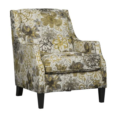 Fabric Upholstered Wooden Accent Chair with Floral Print, Black and Yellow - Walmart.com ...