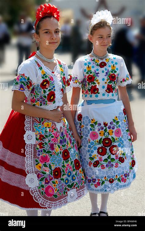 Young women in traditional Kalocsa dress at the paprka festival Stock ...