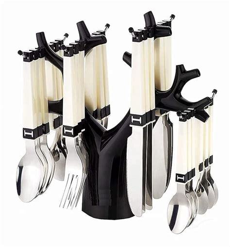 NGEL Stainless Steel Fork Table Spoon Tree Cutlery Set, 24-Pieces ...