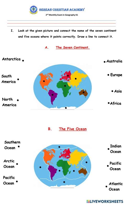 Continent and Ocean Map Worksheet Blank - Worksheets Library