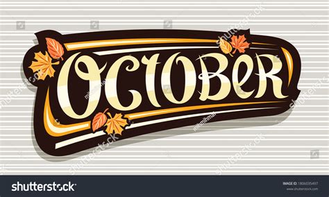 Vector Banner October Black Logo Curly Stock Vector (Royalty Free ...