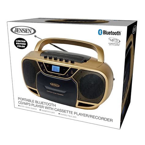 Jensen Home Stereo CD/Cassette Bluetooth Boombox Portable Bluetooth Music System with CD Player ...