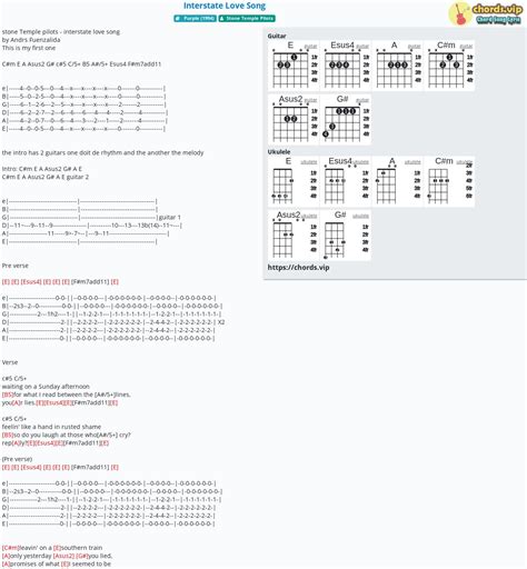 Chord: Interstate Love Song - tab, song lyric, sheet, guitar, ukulele | chords.vip