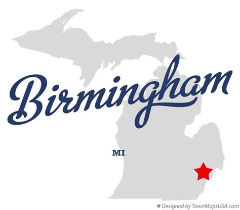 Map of Birmingham, MI, Michigan