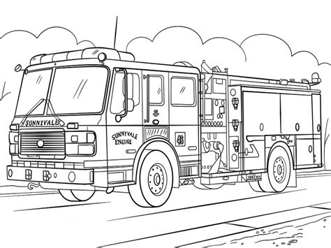 Sunnyvale Fire Truck Coloring Page - Free Printable Coloring Pages for Kids