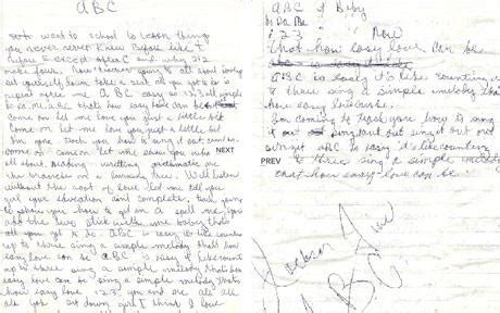 Original handwritten lyrics to Jackson 5's ABC to be auctioned