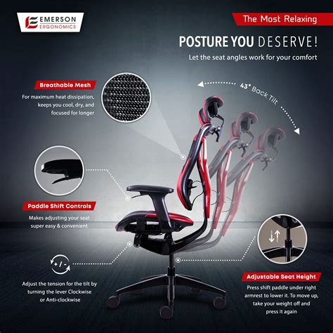 Emerson Ergonomics Goliath Mesh Gaming Chair, Ergonomic Gaming Chair, Fully Adjustable, Gaming ...