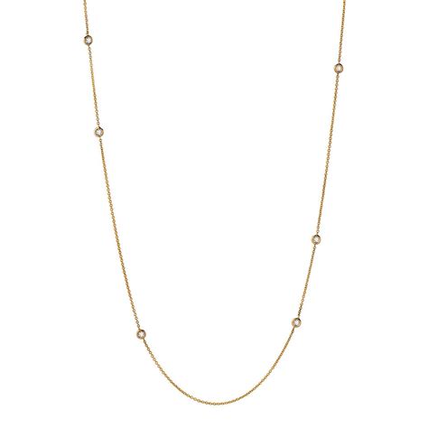 Diamond Station Necklace, Diamond by the Yard Necklace, Gold Diamond Necklace, Diamond Necklace ...