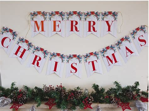 Printable Merry Christmas Banner - Six Clever Sisters