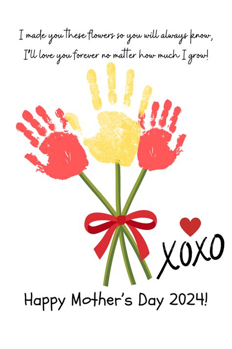 Mother's Day Kids Handprint Craft Printable Bouquet Gift for Mom ...