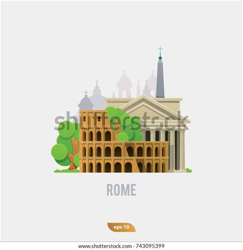 Illustration Rome Landmarks Vector Landscape Colosseum Stock Vector ...