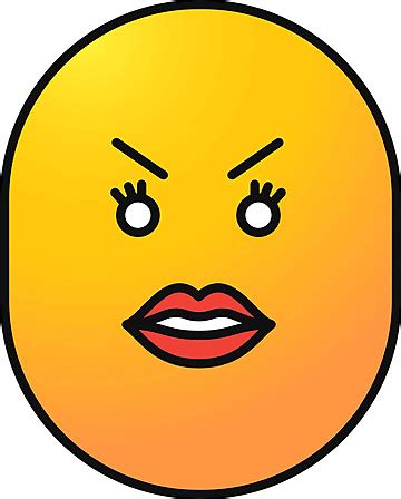 Angry Smiley With Female Lips Color Icon Feeling Clip Art Lady Vector, Feeling, Clip Art, Lady ...