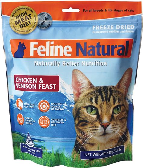 FELINE NATURAL Chicken & Venison Feast Raw Grain-Free Freeze-Dried Cat Food, 0.77-lb bag - Chewy.com