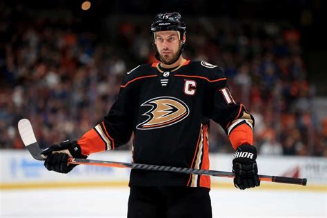 Ryan Getzlaf #15 of the Anaheim Ducks looks on during the third period ...