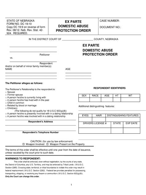 Protection Order Form - Fill and Sign Printable Template Online | US ...